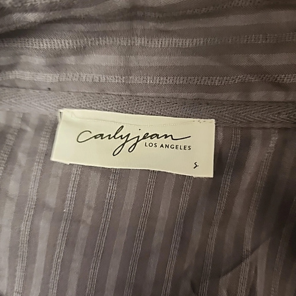 NWOT Carly Jean Los Angeles Navy Sheith Raw Hem Long Sleeve Midi Dress - Picture 5 of 16
